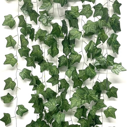 duoyif Ghirlanda Edera Artificiale 2,2m 12Pezzi Edera Finta, Pianta Artificiale Rampicante Ghirlanda, Finte Edera Per Balcone Stanza Cucina Patio Ufficio Matrimonio Festa Natale (Ivy vine)