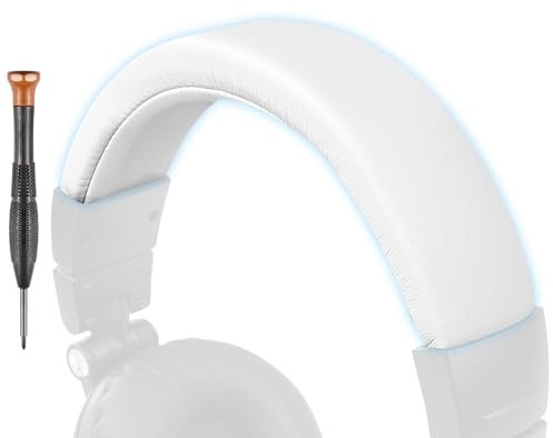 SOPROM Protein Leather Replacement Headstrap Pad Kit for Audio Technica ATH M50, M50X, M50XWH, M50XBT, M50XBT2, M50S/LE Headphones, Easy DIY Installation(White)