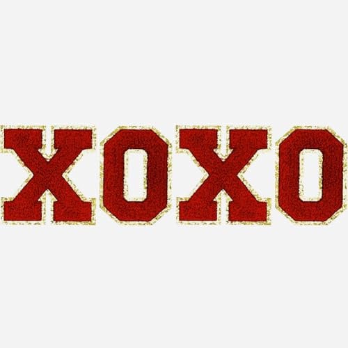 XOXO Aufnäher, Buchstaben-Aufnäher, zum Aufbügeln, für Valentinstag, Hemden, Kleidung, Taschen, Dekoration, Stil A1, 4 Stück