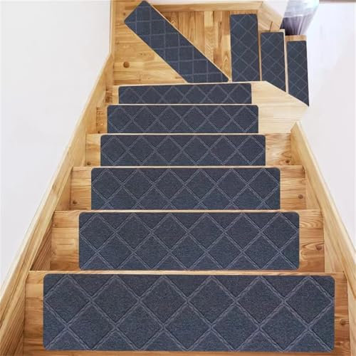 1 x weiche, selbstklebende Stufenmatte für Zuhause, Treppenteppich, weicher Stoff, geräuschdicht, 13 Stück