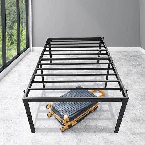 Crystals Single Bed Frame – 190 x 95 cm – 46 cm Underbed Storage Clearance – Strong Steel Slat & Leg Support – Foldable Metal Bed Frame – Black (Single)