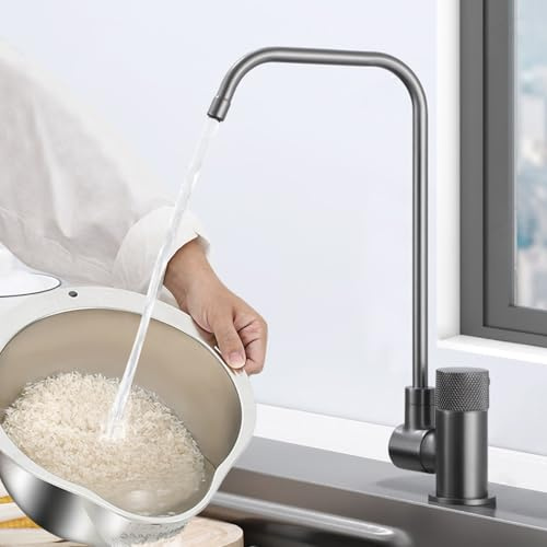 Robinet Evier de Cuisine Rabattable 360° Rotation Mitigeur Osmoseur Eau Froide de Poignée Unique,gris