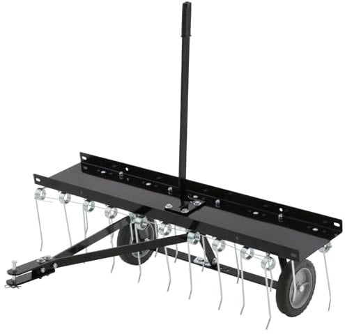 VELPAX Dethatcher Lawn Comb,101.5cmTow Behind Dethatcher,with 20 Spring Steel Tines,Tow Behind Lawn Rake,with Lift Handle for ATV or Mower