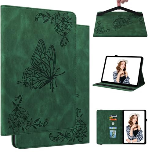 HYUKcase Case for Lenovo Legion Y700 Gen 2, 8.8 Inch Tablet (TB-321FU/TB-320FC) 2025/2023 Released,Butterfly Print Wallet Case Cover with Pencil Holde,Card Holder & Anti-Slip Strips (Green)
