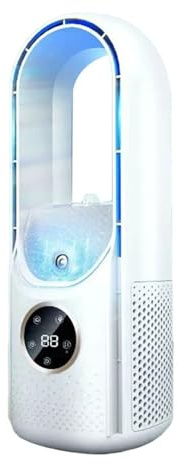 Bladeless Tower Fan, Quiet Cooling Fan, USB Powered Cooling Fan - 6 humidity levels and speeds for home/bedroom/office,White And Blue