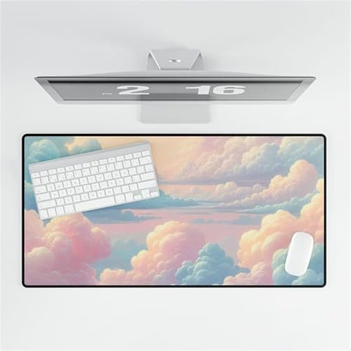 Gaming Mouse Pad, 800x300x3mm XXL Mousepad, Large Non-Slip Desk Pad, Improved Precision and Speed, Mouse Mat Suitable for Office, Gamer, Home (Dream Cloud Pink)