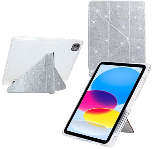 Miagon für iPad Air 13 2024/ iPad Pro 12.9 6th/5/4 2022 Glitzer Hülle mit Klar Rückseite,Schutzhülle Stifthalter Auto-Einschlaf/Aufwach Smart Flip Stand Cover