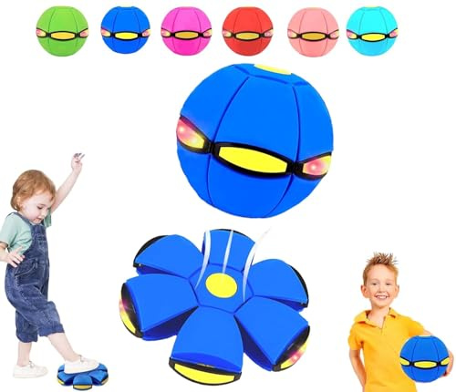 Magic Ball, Children's Bouncing Ball Magic Ball, Magic Flying Saucer, Parent-Child Interaction with 6 Light, Dual Form Freely Switchable, Suitable for Indoor & Outdoor Use (Blue)