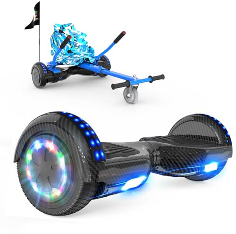 RCB Hoverboards mit Sitz Hoverkart komplett für Kinder, Skateboard mit Set, Hoverboards mit LED Lichtern und Bluetooth, Geschenk für Kinder