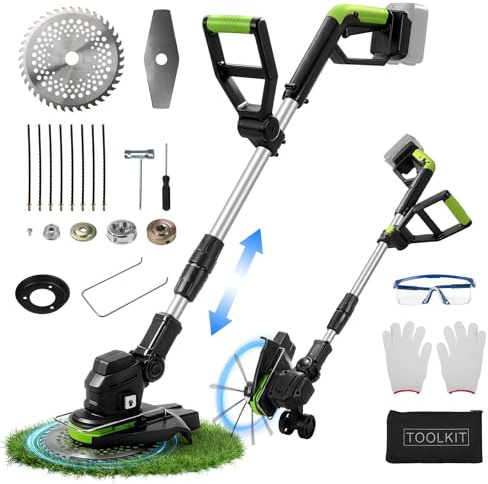 Rasentrimmer mit Akku kompatibel mit Makita, Akku Rasentrimmer 10000r/min Teleskopgriff 99–132cm, für Rasenschneiden Rasenpflege Auffahrt und Garten (ohne Akkus)