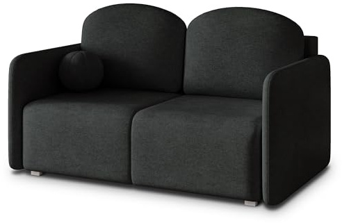 Masseno Sofa SUVI II NV mit Schlaffunktion, Sofa mit Bettkasten, Wohnzimmersofa, Couch, Soffa, Bettsofa, Couchgarnitur- Schwarz, Neve 100