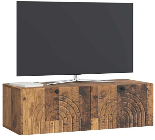 vidaXL Wandmontierter TV-Schrank Altholz 99 x 41 x 30 cm Holzwerkstoff, Modernes Wohnzimmer Lager, rechteckiges Design, Wandregal, praktische Medieneinheit, viele Entertainment Plätze