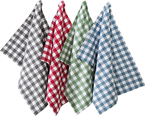 REDBEST Geschirrtuch Nashville 4er-Pack Baumwolle grau/blau/rot/grün Größe 50x70 cm