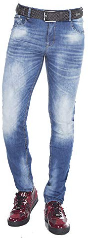 Cipo & Baxx Herren Jeans Hose Straight Fit Denim – Klassisch, Slim, Used Look