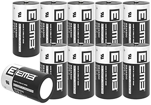 EEMB 10X ER26500 C Taille 3.6V Batterie au Lithium Haute capacité Li-SOCL₂ Batterie Non Rechargeable LS26500 SB-C01 TL-2200 pour Moniteur de Pression des pneus Automobile TPMS, Carte à Puce