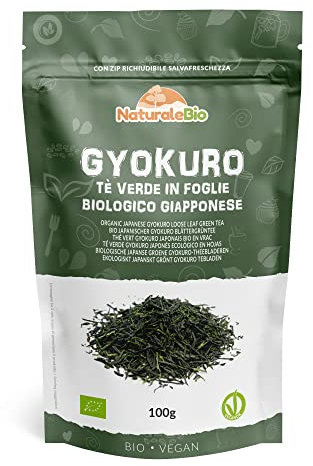 NaturaleBio Organic Japanese Gyokuro Green Tea. 100g Loose Leaf bag. First Harvest Leaves cultivated in Japan. 100% Natural and Pure.