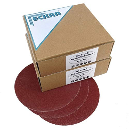 100 Schleifscheiben mit je 50x P80+P120 Ø150 mm mit Klett ohne Loch