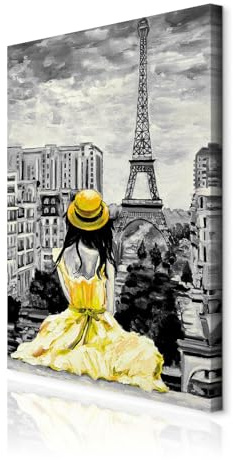 decomonkey Wandbilder Paris 40x60 cm 1 Teilig Leinwandbilder Kunstdruck | Strukturleinwand, Holzkeilrahmen, Bild auf Leinwand, Wanddeko, Wohnzimmer, Wanddekoration, Eiffelturm, Abstrakt, Frau