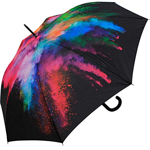 Paraguas automático negro multicolor Holy Explosion, multicolor, Stockschirm, Paraguas, Negro , Stockschirm, Paraguas