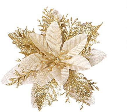 Yue668 Christbaumkugel glitzernden Durchbrochenen Blatt Blume DIY Kranz Rattan Kreis Dekor (Gold)
