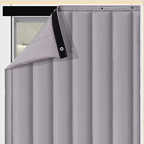 Thermique Isolation Phonique Rideau De Porte, Épaissir PU Panneaux Imperméable Partition De Climatiseur Chambre à Coucher De Salon-Gris Argent 100x240cm(39x94inch)