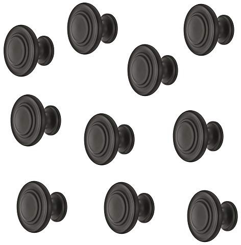 Gedotec Möbel-Griff Antik schwarz matt - Metall Möbelknopf Vintage - HELLAS | Schrankknopf Küche für Schubladen & Schrank-Türen | Rund-Knopf Ø 34 mm | 10 Stück - Design Möbel-Knauf rund mit Schrauben