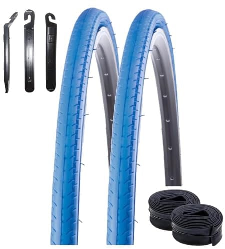 2 x Kenda 28 Kontender K-196 Rennradreifen in Blau 26-622 (28 x 1,10) + 2 passende Schläuche SV inkl. maxxi4you Reifenheber