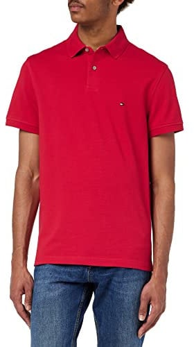 Tommy Hilfiger Herren Poloshirt Kurzarm 1985 Regular Polo Regular Fit, Rot (Primary Red), XL