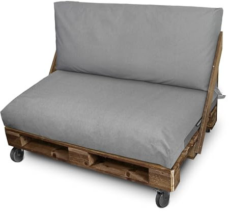 HAPPERS Cojines para Palets en Naylim Impermeable para Exterior 120x80 + 120x45 Gris Claro