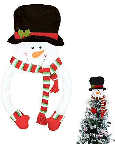 Gukasxi Weihnachtsbaum Topper Schneemann Top Dekoration Weihnachtsbaumspitze Christbaumspitze Baumspitze Plüsch Schneemann Baumschmuck für Weihnachtsbaum Dekorationen Winterwunderland Neujahr L