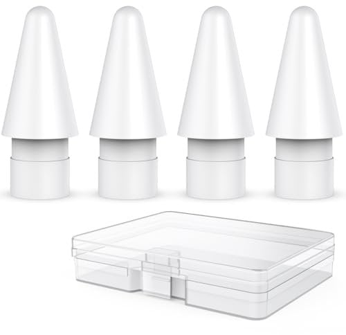 Delidigi 4 Stück Apple Pencil Spitze für Apple Pencil Pro, Apple Pencil 2. Generation/1. Generation und Apple Pencil USB-C, Hochempfindliche Ersatzspitzen und Präziser Steuer Stift Spitzen Zubehör