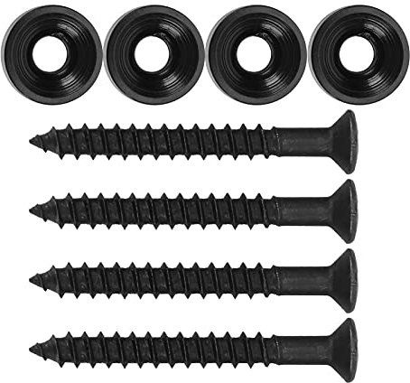 4 Sets Gitarrenhalsgelenk Buchsen Set Basshals Befestigungsschrauben Metall Ferrule Bolt Zubehör für E-Gitarre und Bass(Schwarz)