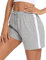 Litherday Shorts Damen Sportshorts Kurz Hosen Streifen Jogginghose Sommer Traininghose mit Taschen Elastischer Bund und Atmungsaktive Shorts zum Fitness, Running, Gym, Basketball, Hellgrau, S