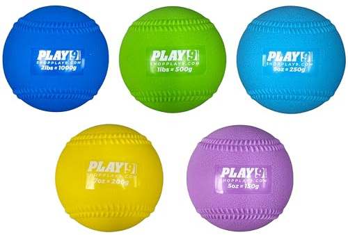 SHOP PLAY 9 set med 5 softboll, plyoball, viktade bollset för kast- och pitchingträning – tunga miniträningsbollar för softboll – bygger hastighet, styrka och muskelminne