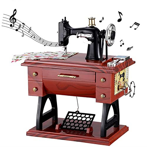 LATRAT Vintage Nähmaschine Spieluhr, Spieldose für Zuhause, Büro, Arbeitszimmer Dekoration, Geburtstag vorhanden für Kinder Erwachsene