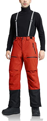 Pioneer Camp Herren Skihose Gefüttert mit Hosenträger Ski Hosen Schneehose Snowboardhose Outdoorhose Orange Rot S