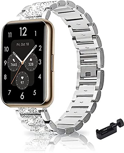 ZHIYONG Metall Armband für Huawei Watch Fit 2 Armband, Frauen Strass Glitzer Verstellbare Edelstahl Ersatzbänder Armband Kompatibel mit Huawei Watch Fit 2 (B)