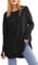 Ebifin Long Sleeve Tops Womens Long Jumpers Crewneck Tunic Tops Loose Fit Sweatshirts with Thumb Holes.Black.XL