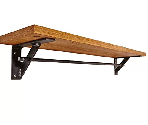 Étagère murale pour étagères flottantes rangement de cuisine, porte-casseroles et casseroles suspendus en bois avec rail et crochets, support pour plantes de salon/porte-serviettes salle bain