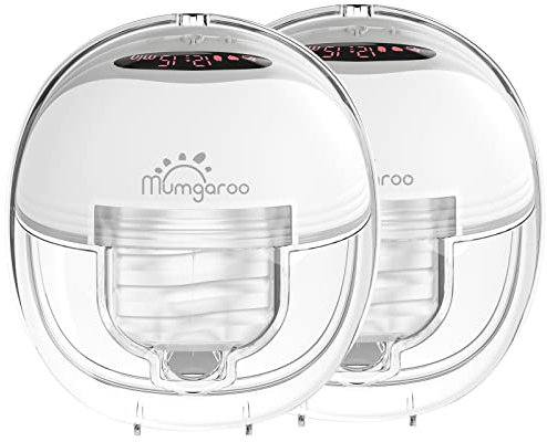 Breast Pumps, Mumgaroo Double Wearable Breast Pumps 2pcs with 3 Modes & 12 Levels, Ultra-Quiet & Painless Hands Free Breast Pumps with LCD Display, Worn in-Bra Electric Breast Pumps-24mm, 2 Pack
