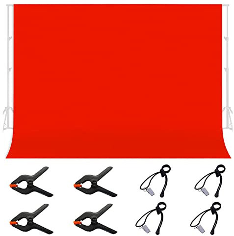 jiuzcare Fotohintergrund 3×2 m Polyester Stoff Hintergrund Fotografie mit 4 Hintergrund-Clip 4 Federklemm Faltbarer für Fotostudio, Video, Modefotografie, Hochzeiten, Partys und Geburtstage, Rot