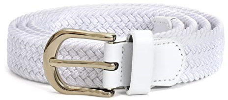 LEACOOLKEY Geflochtene elastische Gürtel für Frauen Männer Canvas Stretch gewebt Golf Gürtel mit Goldschnalle