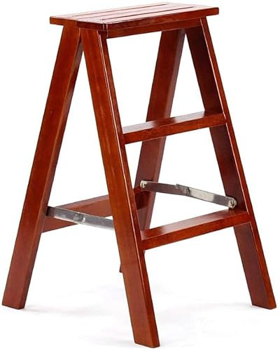Three-step Double-sided Ladder, Household Wooden Stepladders Library/company/balcony Stools Safety Load Level: 200kg Household ladder
