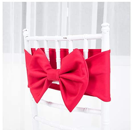 Yurosiay 4 Stück Stuhlschärpen Hochzeit Stretch Stuhlschleifen Vintage Elegant Stuhlhusse Hochzeit Stuhlschärpen Spandex Stuhlbezug Hochzeit Stuhl Deko Hochzeit für Party Bankette Rot