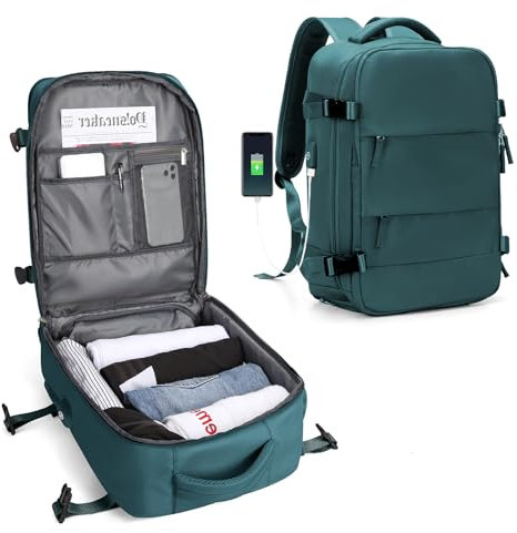 SZLX Großer Reiserucksack Damen, Handgepäck Rucksack,Wanderrucksack Wasserdichter Outdoor-Sportrucksack Lässiger Tagesrucksack Schultasche Fit 14 Zoll Laptop mit Schuhfach und Laptopfach