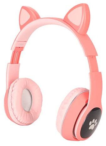 Cat-Ear-Gaming-Headset mit Integriertem Mikrofon, RGB-Hintergrundbeleuchtung, Rosa Kabelgebundener Kabelloser Stereo-HiFi-Gaming-Kopfhörer für PC, Laptop, Mobiltelefon