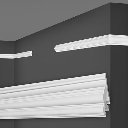 MARBET DESIGN Wandleisten weiß HDPS Kunststoff - 2 Meter Zierleisten Wandvertäfelung Wandprofil Flachleiste Stuckleisten Dekorleisten Zierleisten (HW-1 22x11 mm, 20 Meter / 10 Leisten)