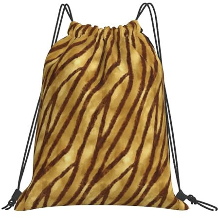 Rucksack mit Kordelzug,Unisex String Bag Sport Gym Bag Casual Daypack Kordelzug Sackpack,African Animal Skin Stripes Ocker