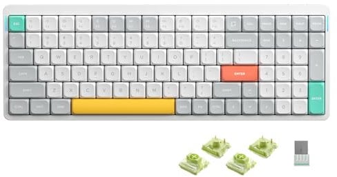 nuphy Air96 V2 Mechanische Tastatur Kabellos mit niedrigem Profil,100 Tasten RGB Hot-Swap Tastatur unterstützt 2.4GHz Wireless/Bluetooth/USB-C für PC/Laptop/Windows/Mac-White Gateron Aloe Switch