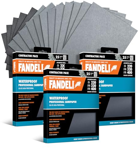 Fandeli | Waterproof Sandpaper | for Car Polishing, Wooden Furniture Sanding and Metal Sanding | Water Resistant (Assorted Grits (220, 320, 400)